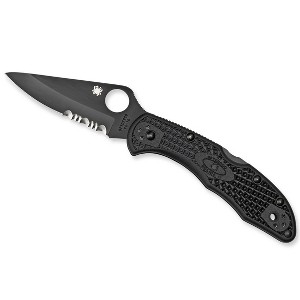 Spyderco Delica 4 Lightweight Folding Knife with 2.90" Saber-Ground Black CombinationEdge Blade | Superior Cutting Performance with FRN Handle, Black - 1 of 4