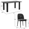 7-Piece Dining Table Set, 67'' Black Rectangle Table with 6 Armless Upholstered Linen Fabric Dining Chairs, Indoor Furniture - Maison Boucle - 4 of 4