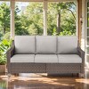 POCASSY Wicker Outdoor Couch, Brown Wicker Sofa Outdoor Furniture with All Weather Rattan and Olefin Cushion for Porch Balcony - 2 of 4