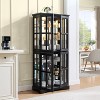 ORRD Black Antique Display Cabinet 4-Glass Door Curio with Adjustable Shelves Collectibles Storage, E26 Bulb Home & Office Use - 3 of 4