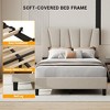 Jojoka Upholstered Bed Frame with Adjustable Headboard, Linen or Velvet Fabric, Wooden Slats, Noise-Free, Easy Assembly - 3 of 4