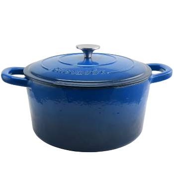 Crock-pot 3 Quart Capacity Round Enamel Cast Iron Covered Dutch Oven  Kitchen Cookware With Matching Self Basting Lid, Aqua Blue : Target