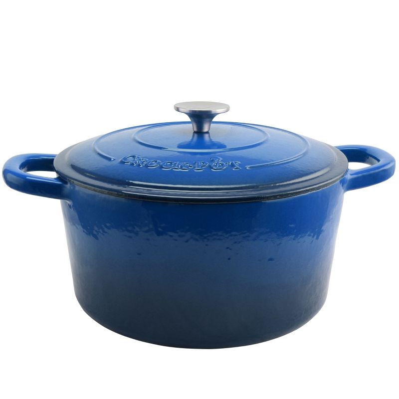 Crock Pot Artisan 7 Quart Round Cast Iron Dutch Oven in Sapphire Blue, 1 of 6