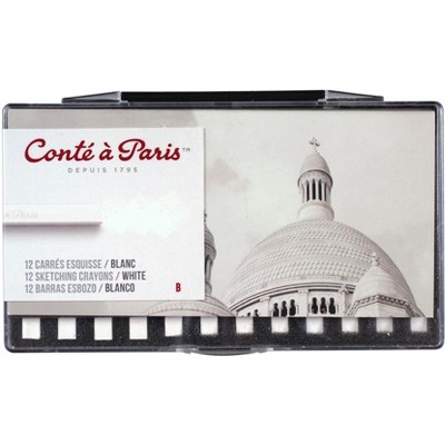 Conte Crayons in Plastic Box, B Tip, White, pk of 12
