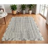 Gray and Ivory Wool Striped Hand Woven Area Rug - 2 of 4