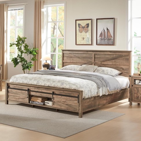 King Size Storage Beds With Headboards & Sliding Door Storage Cabinets ...