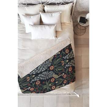 Emanuela Carratoni Peacocks and Berries 60" x 50" Fleece Throw Blanket - Deny Designs