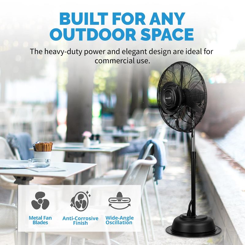 Newair Pedestal Misting Fan, Adjustable Mist Settings, Water Tank and 3 Fan Speeds, Perfect for the Patio, Back Yard, 4 of 12