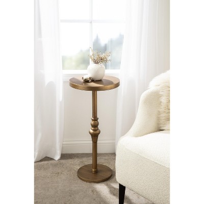Gold Round Metal Pedestal Accent Table