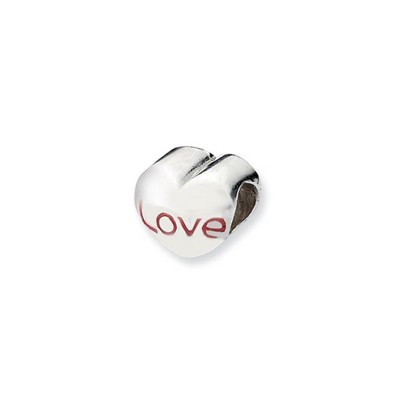 Black Bow Jewelry Sterling Silver Love Heart Bead Charm