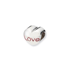 Black Bow Jewelry Sterling Silver Love Heart Bead Charm - 1 of 2