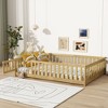 Bellemave Full Size Wood Floor Bed with Fence and Door, Low Montessori Bed with Guardrails for Kids, Natural Rubber Wood Frame, Easy Assembly - 3 of 4