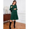 Maternity Smocked Cuff Dress Casual Ribbed Knit Bell Sleeve Midi Dress for Pregnancy - 4 of 4