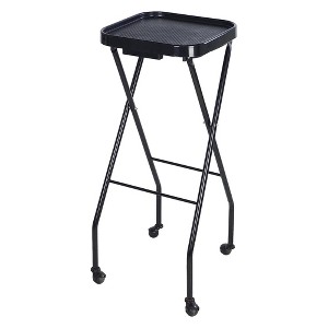 PureSana Chromium Professional Foldaway Portable Rolling Salon Service Tray with Adjustable Height and Rubber Caster Wheels, Black - 1 of 4
