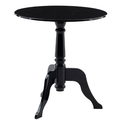 22" Round Black Acrylic Glam End Table with Curvy Legs