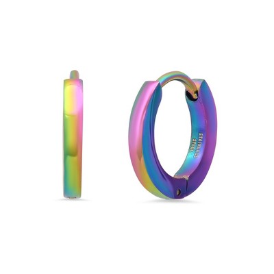 Steeltime Unisex multi color ip stainless steel small huggie earrings