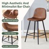 Kumasinova Techno-Fabric Counter Height Bar Stools Set of 2, Upholstered Counter Stools with Rounded Backrest & Black Metal Legs,  Bar Chair Set - 4 of 4