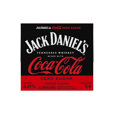 Jack Daniel's Whiskey & Coca-Cola Zero Cocktail - 4pk/12 fl oz Cans