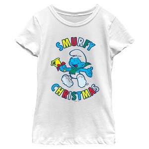Girls The Smurfs Holly Jolly Smurfy Christmas T Shirt - 1 of 4