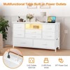 Coolmee 8 Drawer Fabric Dresser TV Stand, Dresser for Bedroom with Power Outlets & LED Lighting for 55 inch TVs, Wide Storage Console Table - 4 of 4