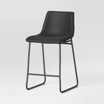 Bowden Faux Leather Counter Height Barstool Dark Gray - Threshold™