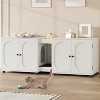Double Cat Litter Box Enclosure 55.1",Hidden Litter Cabinet Furniture for 2 Cats with Rattan Doors, Litter Mat & Odor Control Design - 2 of 4