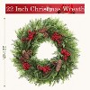 TackView 22" Christmas Wreath, Artificial Xmas Wreaths for Front Door with Pine Cone and Berries, Christmas Decorations for Windows, Wall, Mantel - 2 of 4
