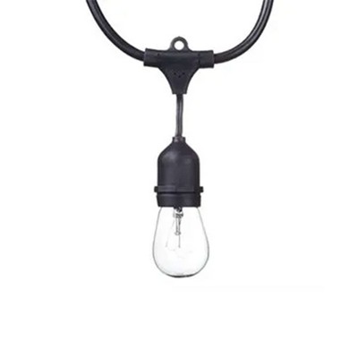 Globe 24 Feet 11 Watts S14 Dublin Incandescent Vintage String 12 Bulb Light Set, Includes Plug In, Black Cord and Bulbs for Indoor and Outdoor Use
