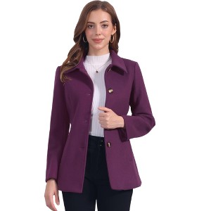 INSPIRE CHIC Women's Work Office Winter Overcoat Single Breasted Point Collar Pea Coat - 1 of 4