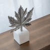 Moda Furnishings Silver Leaf Decorative Sculpture on Marble Base – Modern Home Accent - 3 of 4
