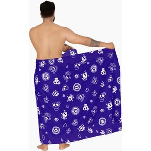 LA LEELA Men's Pirates Swimsuit Pareo Swim Trunks Swimwear Full Mens Beach Summer Sarong One Size Clip Art Skull, Royal Blue - 1 of 4