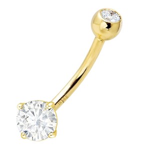 Jewelry Avalanche 14K Gold Belly Button Ring 0.57 ctw. Moissanite 14G Barbell Navel Ring - 1 of 4
