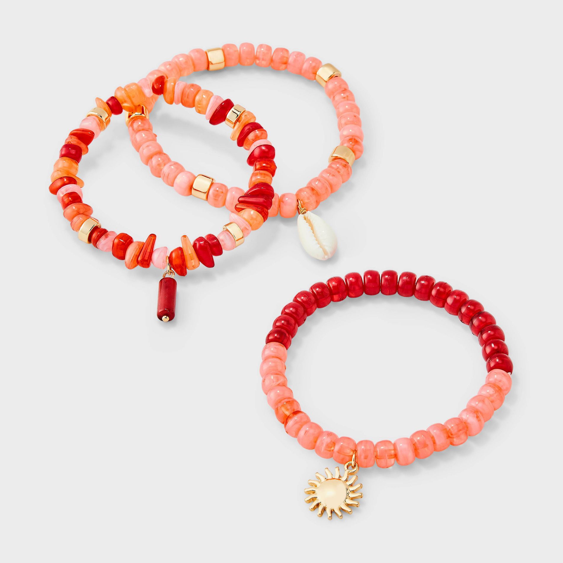 Beaded Stretch Bracelet 3pc Set - Universal Thread™ Red