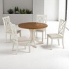 Mid-Century 5-Piece Solid Wood Round Dining Table Set with 4 Upholstered Chairs for Small Spaces, Kitchen or Dining Room - 2 of 4