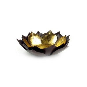 Slickblue Gold Leafed Metal Lotus Candle Bowl - Large Decorative Candle Holder - 1 of 3