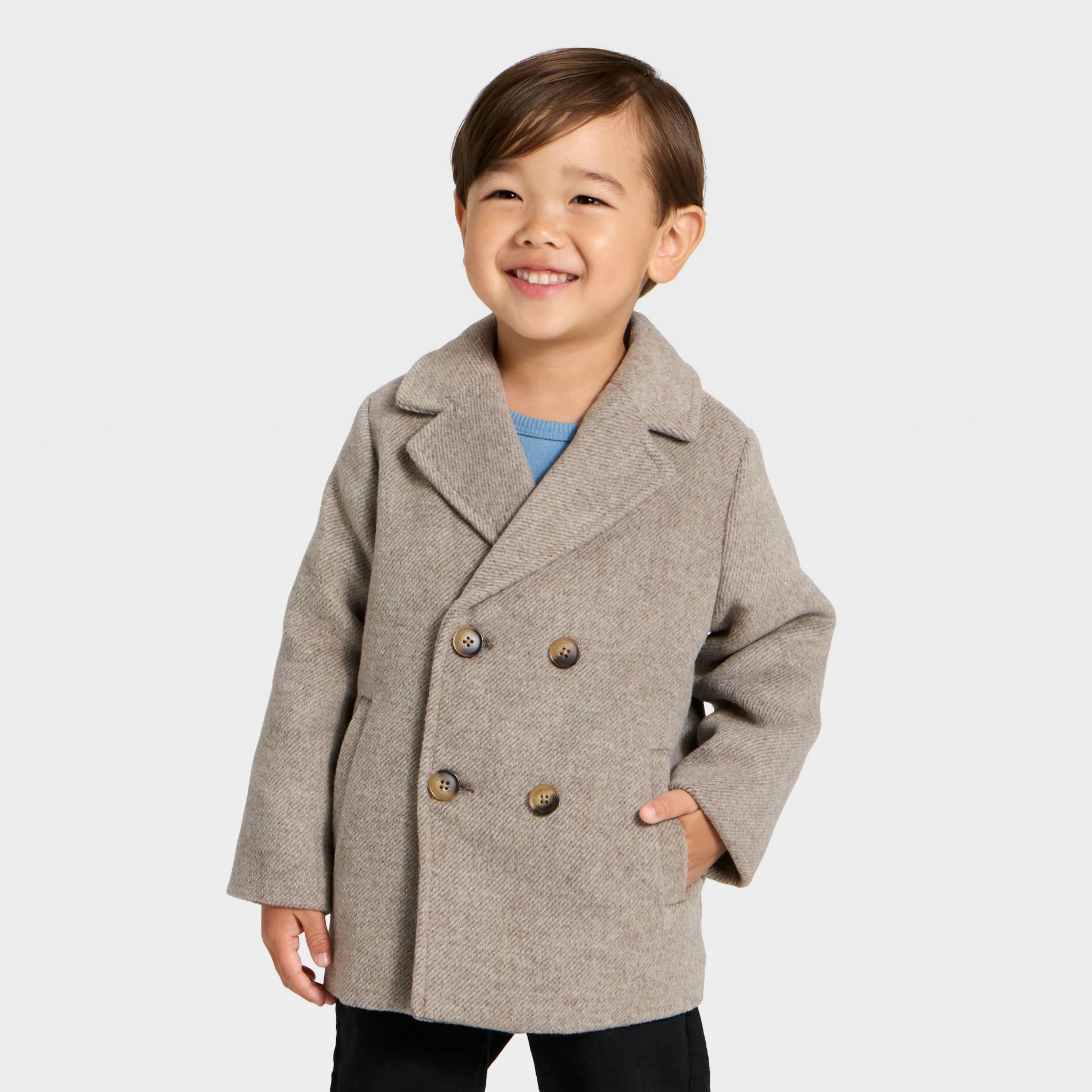 Toddler Boys' Faux Wool Pea Coat - Cat & Jack™ Gray