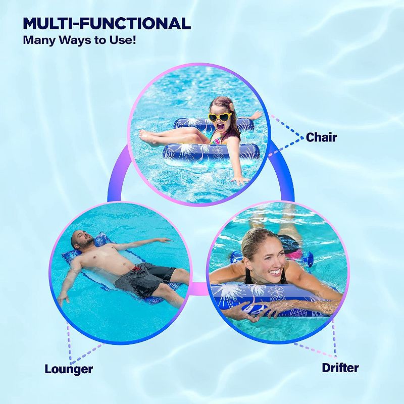 3 Pack Galvanox Inflatable Pool Hammocks 2-in-1 Lounger & Chair Multi-Purpose Versatile Swimming Pool Accessory Vacation Fun In The Sun, 3 of 8