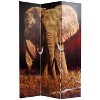 6" Double Sided Elephant and Zebra Canvas Room Divider - Oriental Furniture: 3-Panel, No Assembly, Spruce Wood Frame - 3 of 4