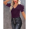 Clearlove Puff Short Sleeve Sweater for Women Tops 2025 Knit V Neck Shirt Blouses - 3 of 4