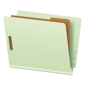 Pendaflex End Tab Classification Folders, 1.75" Expansion, 1 Divider, 4 Fasteners, Letter Size, Pale Green Exterior, 10/Box - 1 of 4