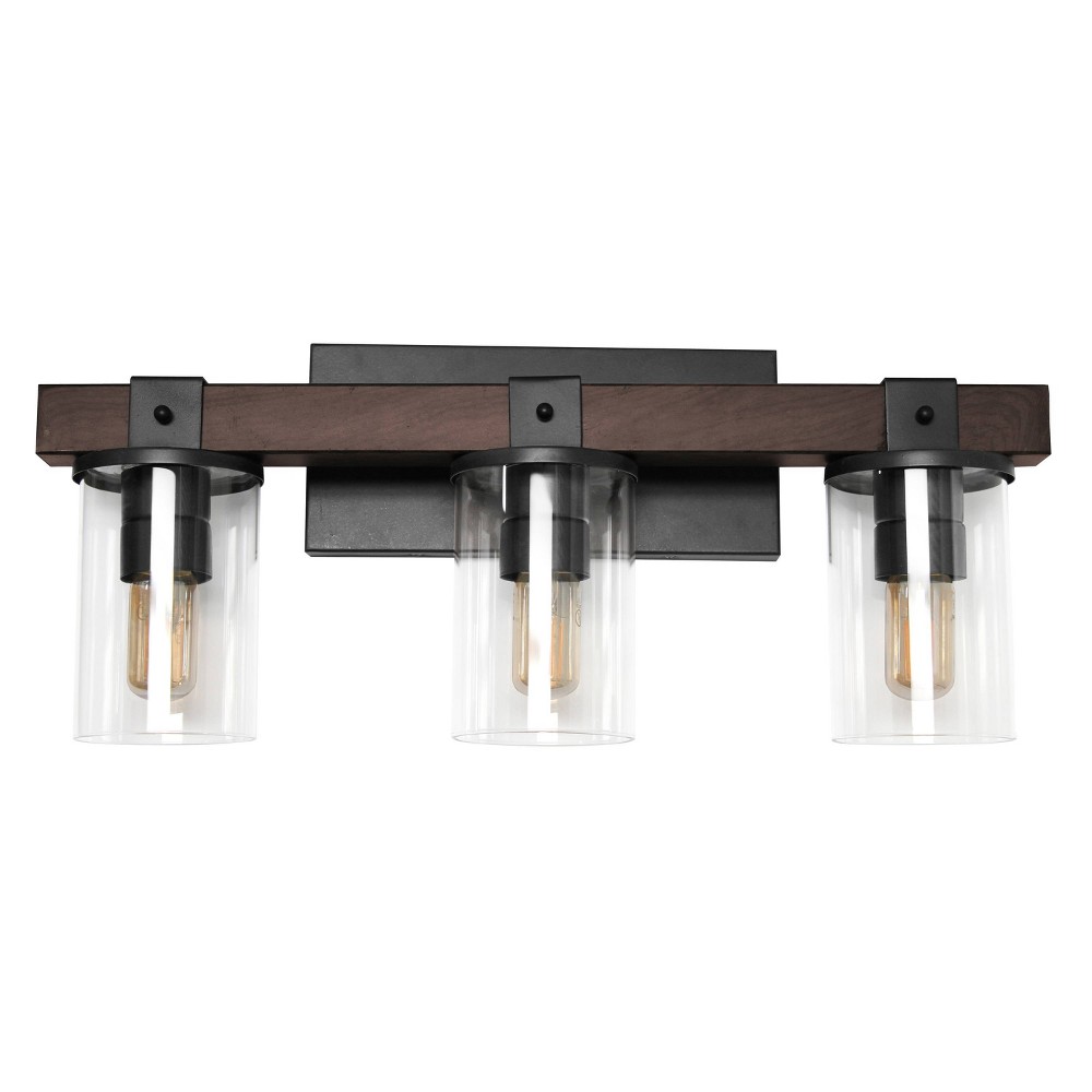 Industrial Rustic Lantern Restored Bath Vanity Ceiling Light Brown - Elegant Designs: 3-Light Metal & Glass Fixture, UL Listed