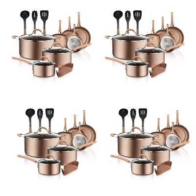 Nutrichef 20 Piece Metallic Nonstick Ceramic Pots And Pan Baking Set With  Lids And Utensils - Gold Bronze : Target