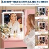 Vanity Desk with Mirror and 3 Lighting Mode LED Light, 4 Drawers, Power Outlet, Storage Stool, Hair Dryer Holder, Makeup Table for Bedroom, Pink - 4 of 4