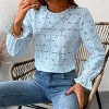 Women's Long Sleeve Embroidered Floral Eyelet Blouse Shirt - Cupshe - 3 of 4