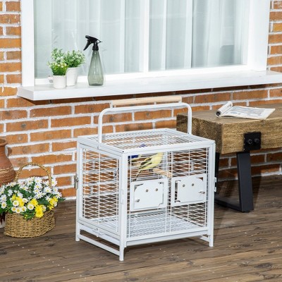 LOVMOR 19" Travel Bird Cage Parrot Carrier with Handle Wooden Perch for Cockatiels
