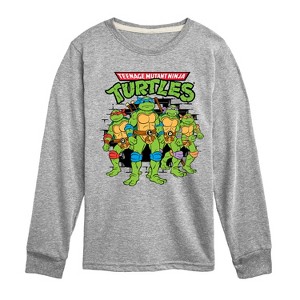 Boys' - Teenage Mutant Ninja Turtles - Group Logo Brick Wall Long Sleeve Graphic T-Shirt - 1 of 4