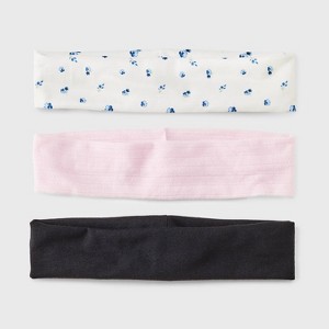 Girls' 3pk Floral Headwrap Headband Set - art class™ Navy Blue/Pink/Black: Fashion Accessory for All Hair Types - 1 of 3