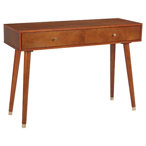 Narrow console table with 4 Legs in solid American Walnut and