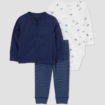 Carter's Just One You® Baby Boys' Striped Planes Top & Bottom Set - Navy Blue