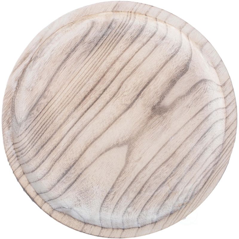 Vintiquewise Vintage Raw Wood Charger Round Display Tray, 5 of 9